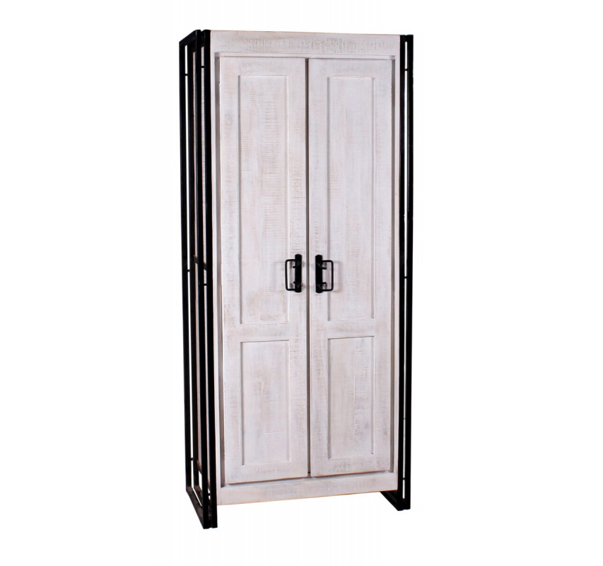 Bílá šatní skříň z masivu mango White Rocco Bílá šatní skříň z masivu mango White Rocco