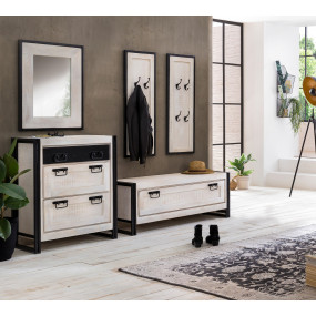 Bílé zrcadlo z masivu mango White Rocco