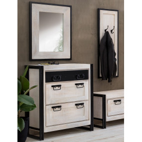 Bílé zrcadlo z masivu mango White Rocco