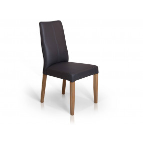 Šedá židle pravá kůže masiv dub Lora