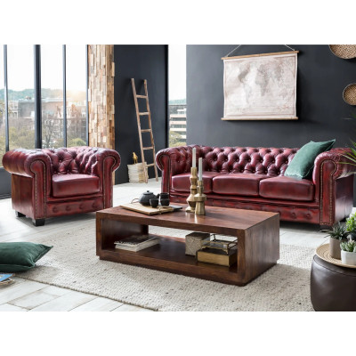Sedací souprava kůže Chesterfield červené