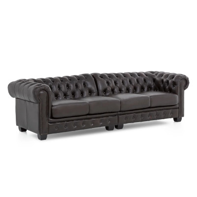 Pohovka Chesterfield kůže 4místná hnědá pravá kůže
