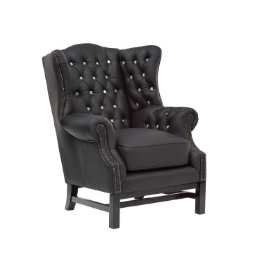 Luxusní křeslo ušák Chesterfield II černá
