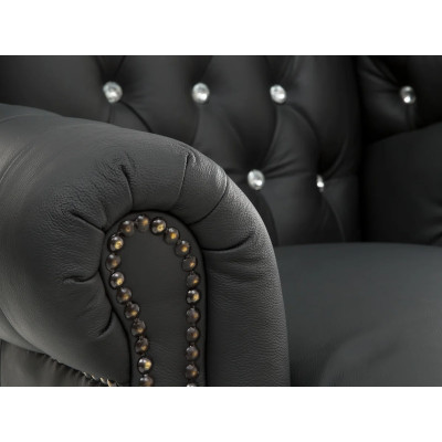 Luxusní křeslo ušák Chesterfield II černá