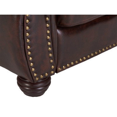Kožené křeslo hnědé Chesterfield III pravá kůže