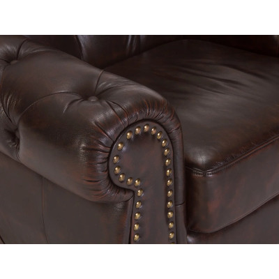 Kožené křeslo hnědé Chesterfield III pravá kůže