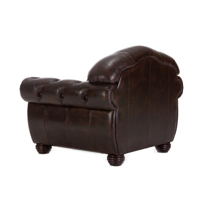 Kožené křeslo hnědé Chesterfield III pravá kůže