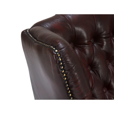Kožené křeslo Chesterfield II červená pravá kůže