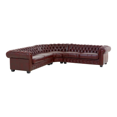 Sedací souprava kůže Chesterfield III červená