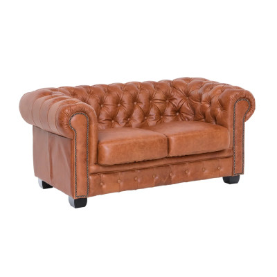 Kožená pohovka Chesterfield 2místná vintage