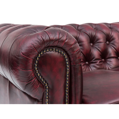 Sedačka Chesterfield 6místná červená pravá kůže