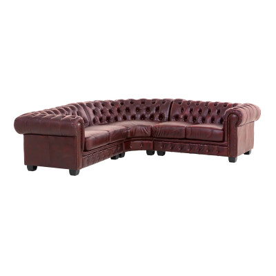 Sedací souprava kůže Chesterfield červená