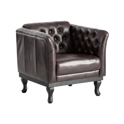Kožené křeslo hnědé Chesterfield V
