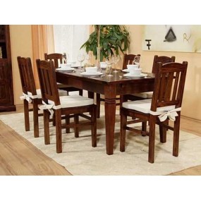 Masivní jídelní stůl s hnědými židlemi Jodpur