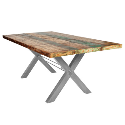 Jídelní stůl masiv 160x85 Tables recyklované dřevo stříbrný