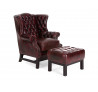 Starožitná stolička z pravé kůže Chesterfield III