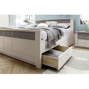 dřevěný masivní bílý postel s úložným prostorem 180 x 200 Goteborg