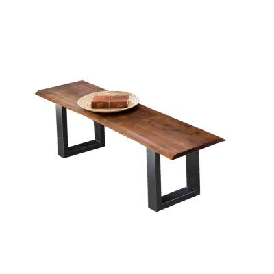 Jídelní set 200x100 cm stůl a dvě lavice Andrea černé kovové nohy