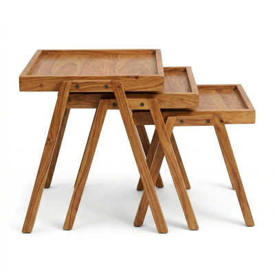 Set 3 odkládacích stolků Margao palisandr