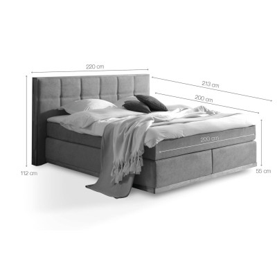 Boxspring postel 200x200 z masivu Levante černá