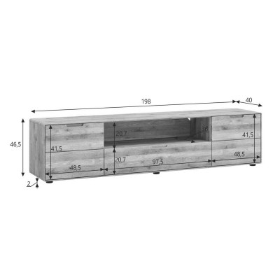 Stolek pod TV 200 cm Elizabeth II divoký dub koupit | SOB Nábytek