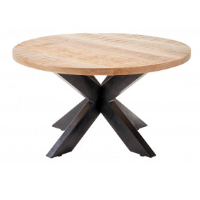 Kulatý konferenční stolek masiv mango a kov Luisa 80 cm