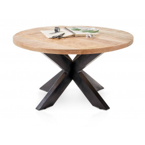 Kulatý konferenční stolek masiv mango a kov Luisa 80 cm