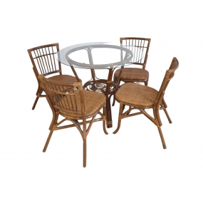 Set židle a kulatý stůl z bambusu