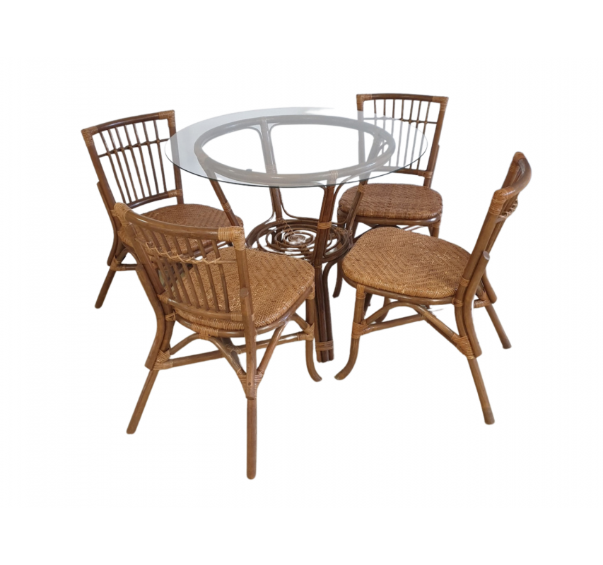 Set židle a kulatý stůl z bambusu