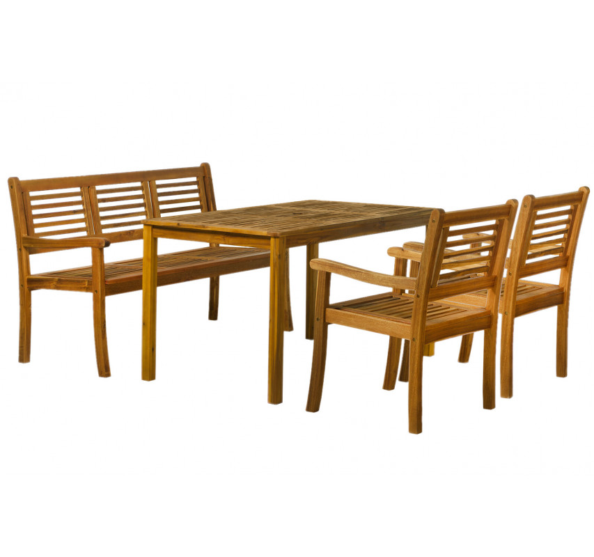 Set z masivu na zahradu stůl + 2 židle a lavice Akácie