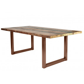 Jídelní stůl masiv recyklované dřevo Nero 180x100 hnědé kovové nohy