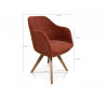 Červená otočná polstrovaná židle masiv dub Fonsi