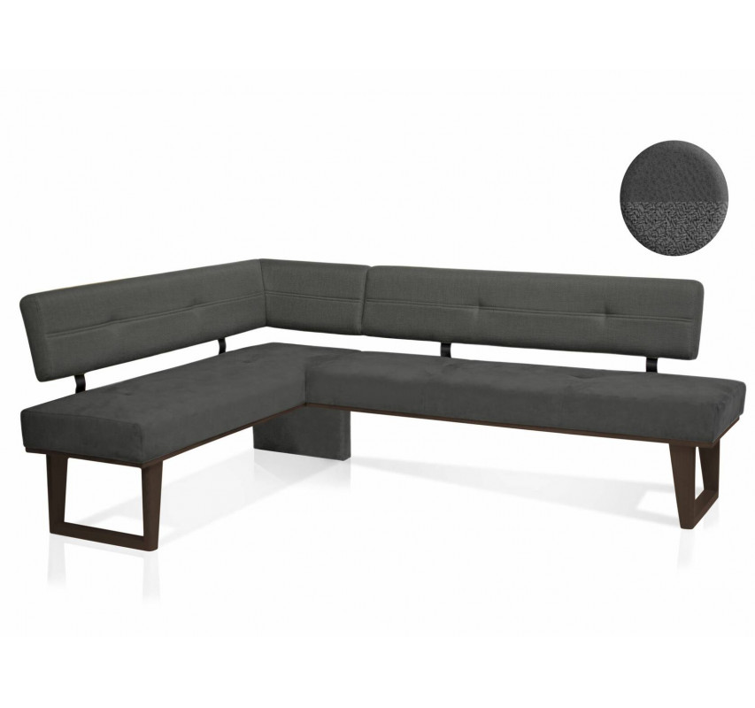 Tmavě-šedá rohová lavice masiv tmavý buk Ennio pravá strana