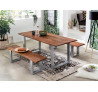 set 2x lavice a jídelní stůl šedé kovové nohy