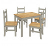 Jídelní set 100x65 cm stůl + 4 židle z borovice v šedém odstínu