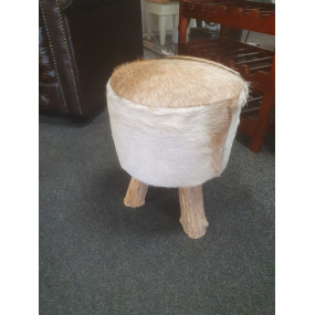 Elegantní stolička masiv teak+kozí kůže Koza - LIKVIDACE VZORKU